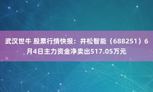 武汉世牛 股票行情快报：井松智能（688251）6月4日主力资金净卖出517.05万元